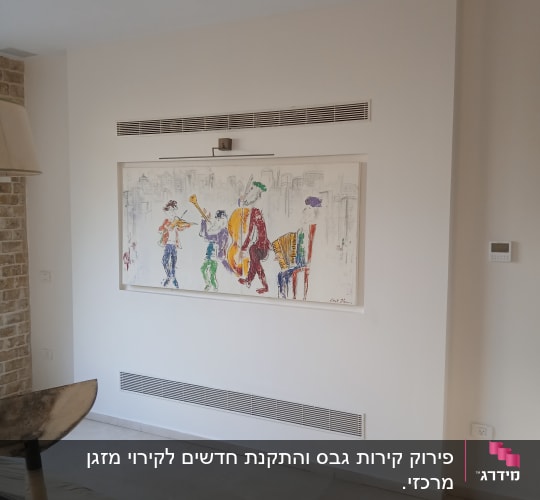 תמונה של קיר עם ציור צבעוני של נגנים